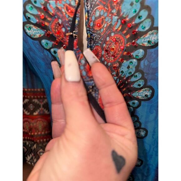 Venus Women's Multicolor Front-Hook Long Cape Beach Cover Up Size L - Picture 7 of 15